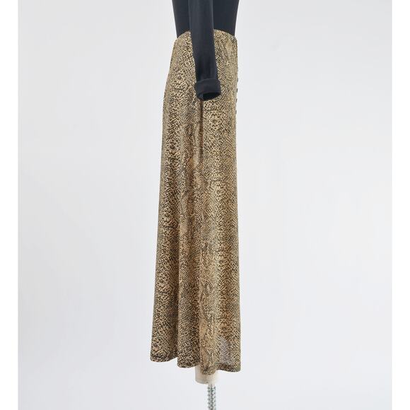 Vintage y2k Snakeskin Maxi Skirt Stretchy Long Skirt with Slit and Buttons S - Picture 5 of 9